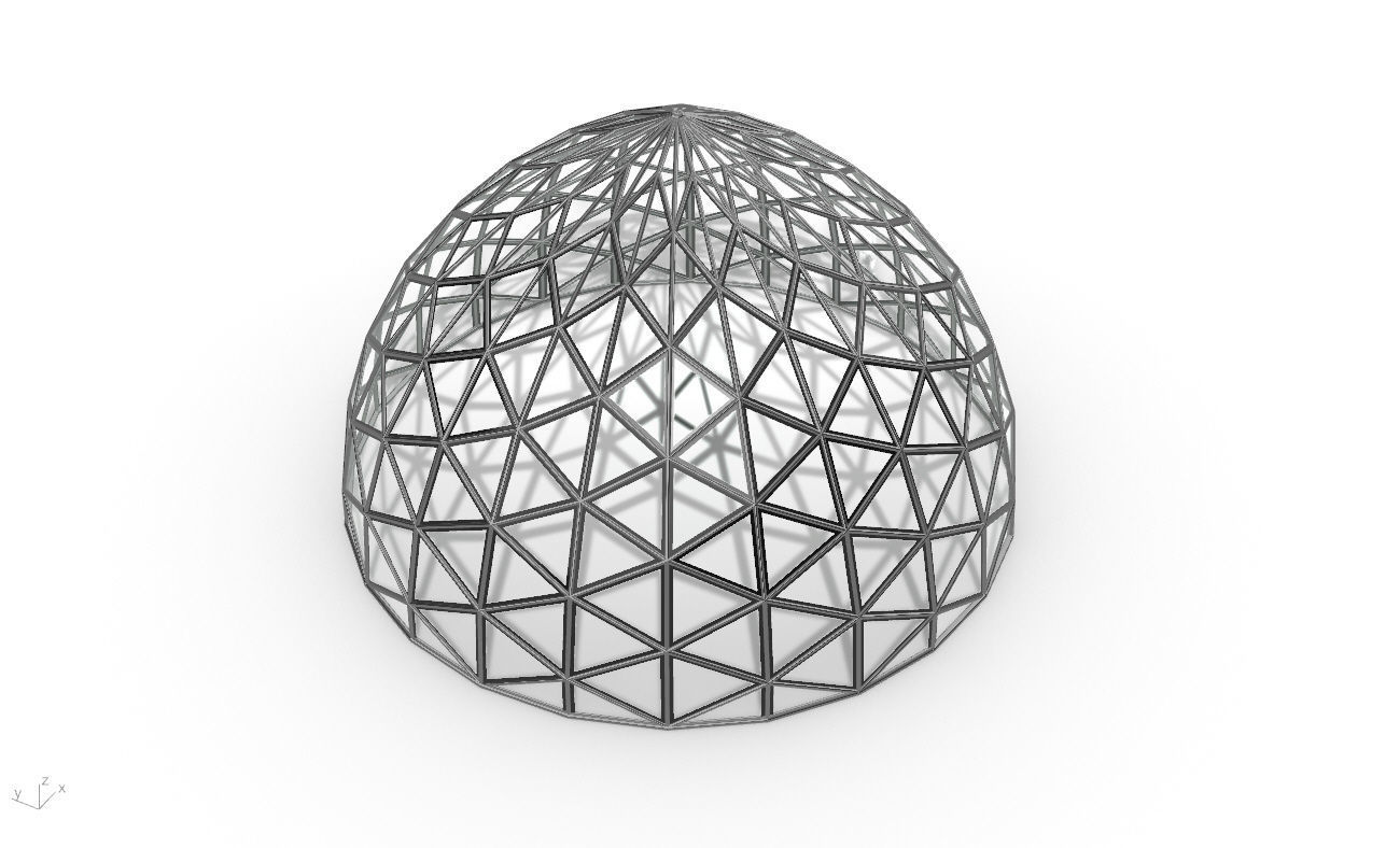 Triangulated Dome Pavilion wireframe structure Glass Panels V3 3D model_31