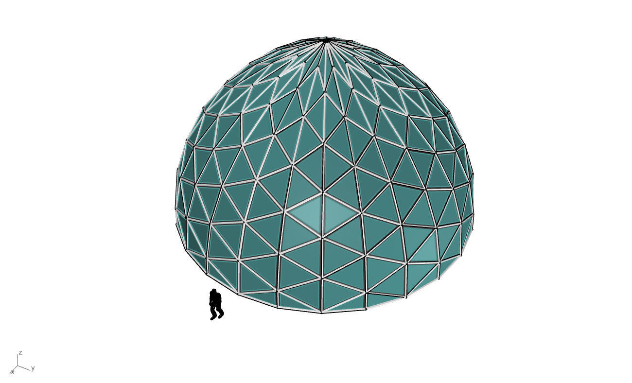 Triangulated Dome Pavilion wireframe structure Glass Panels V3 3D model_41