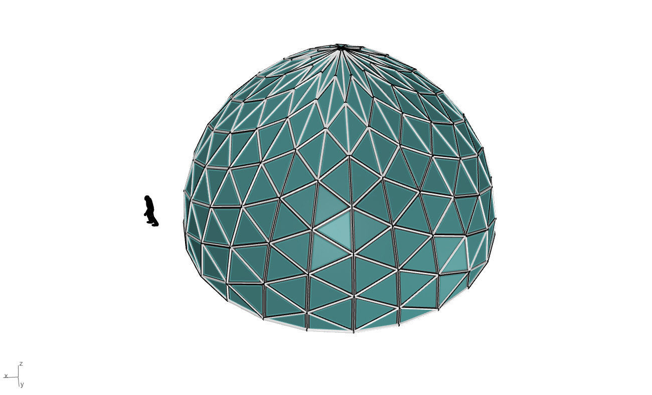 Triangulated Dome Pavilion wireframe structure Glass Panels V3 3D model_44