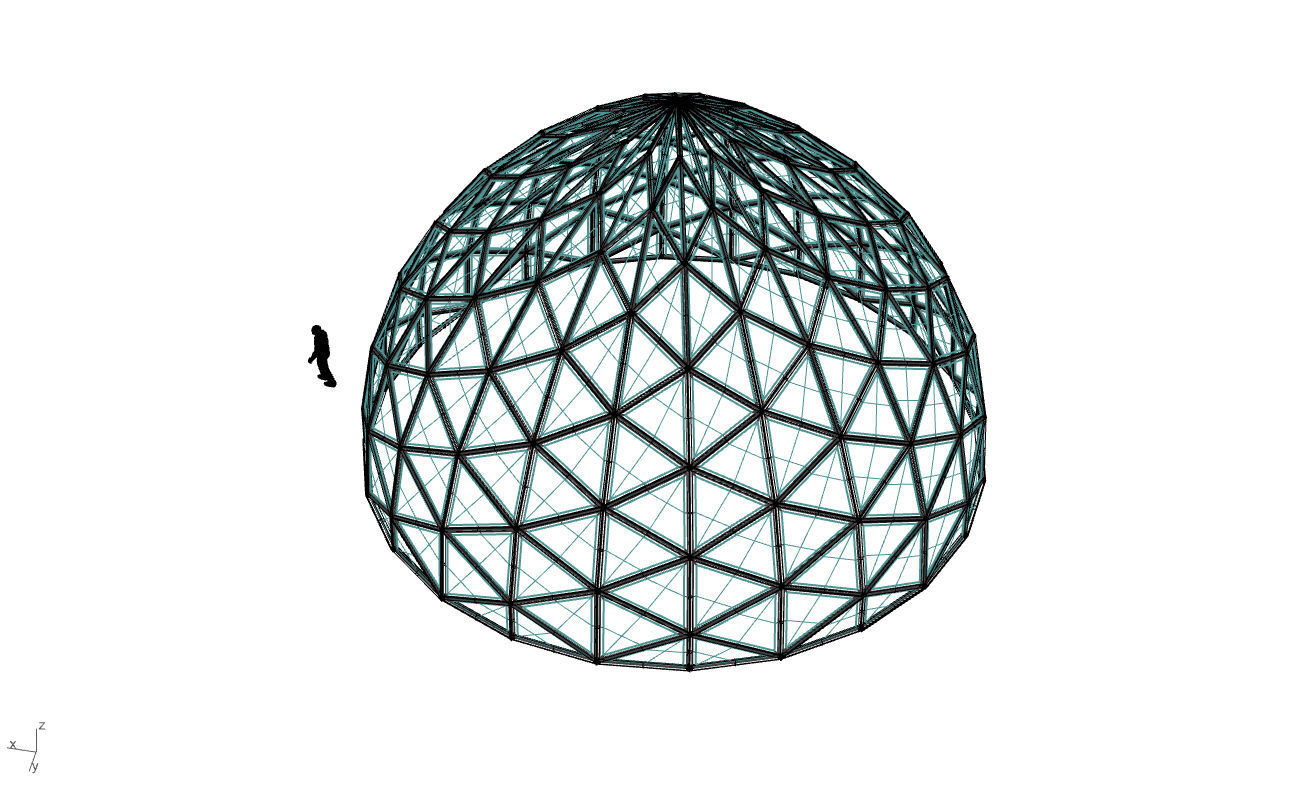 Triangulated Dome Pavilion wireframe structure Glass Panels V3 3D model_65