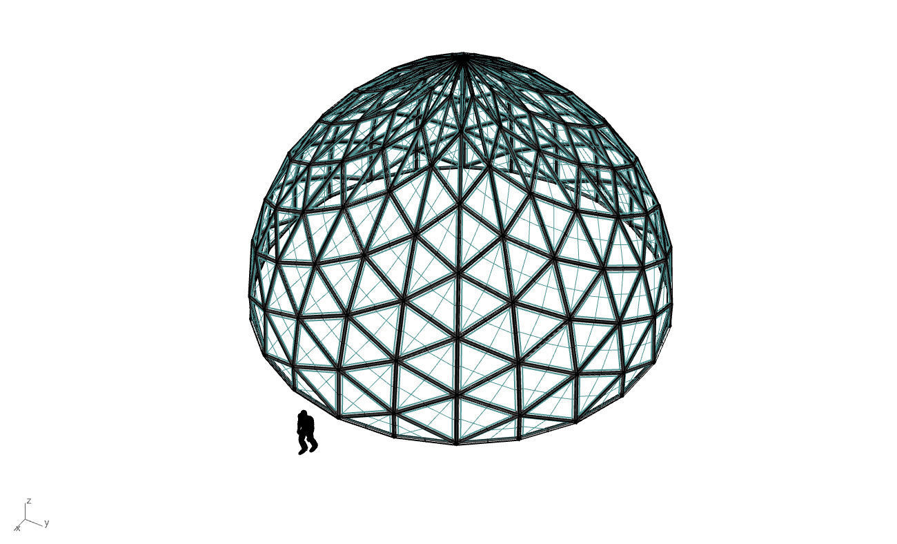 Triangulated Dome Pavilion wireframe structure Glass Panels V3 3D model_61