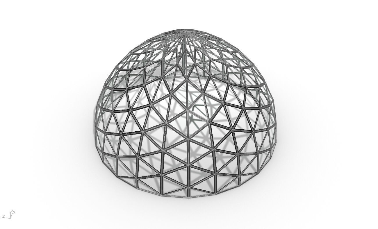 Triangulated Dome Pavilion wireframe structure Glass Panels V3 3D model_30