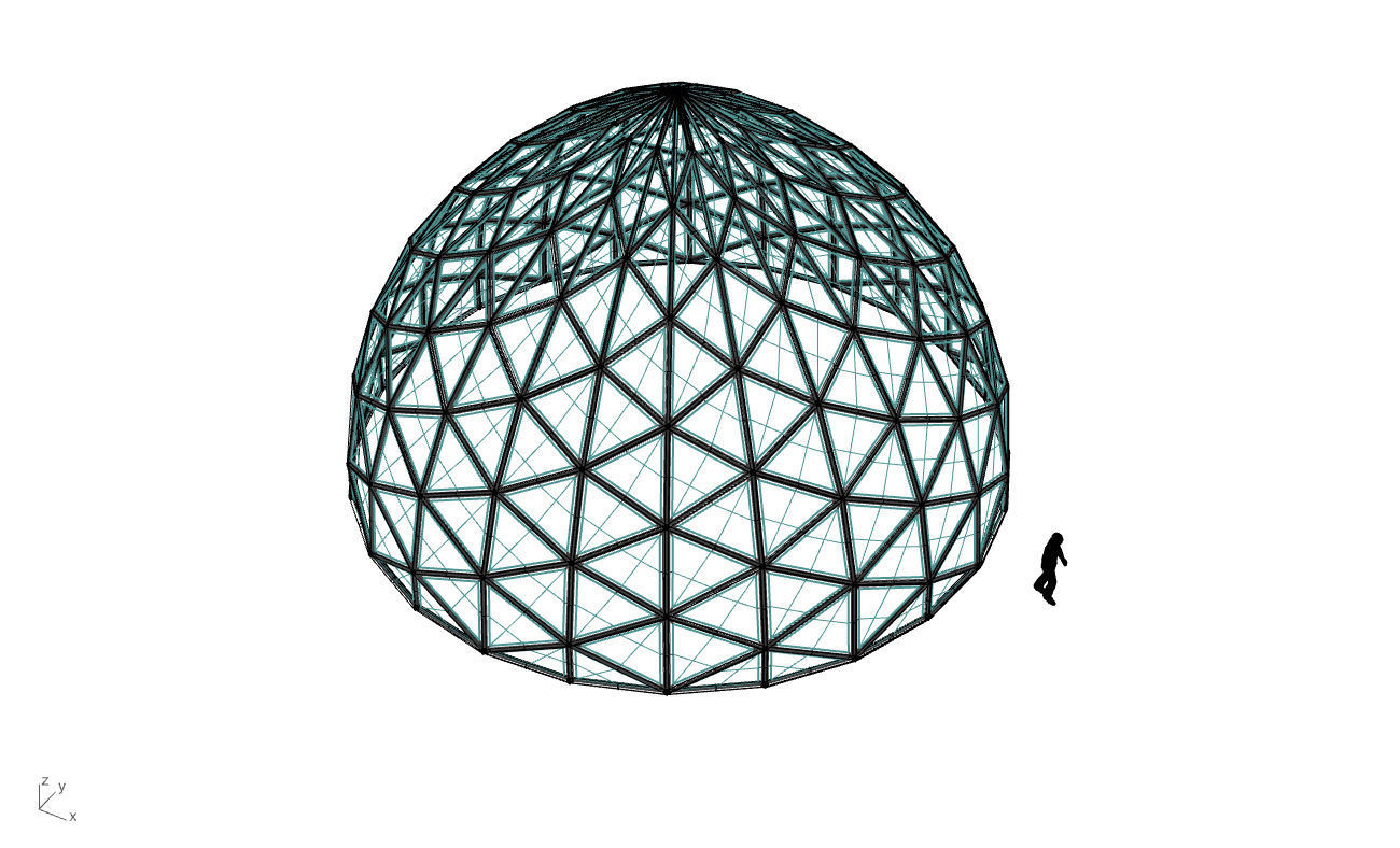 Triangulated Dome Pavilion wireframe structure Glass Panels V3 3D model_76