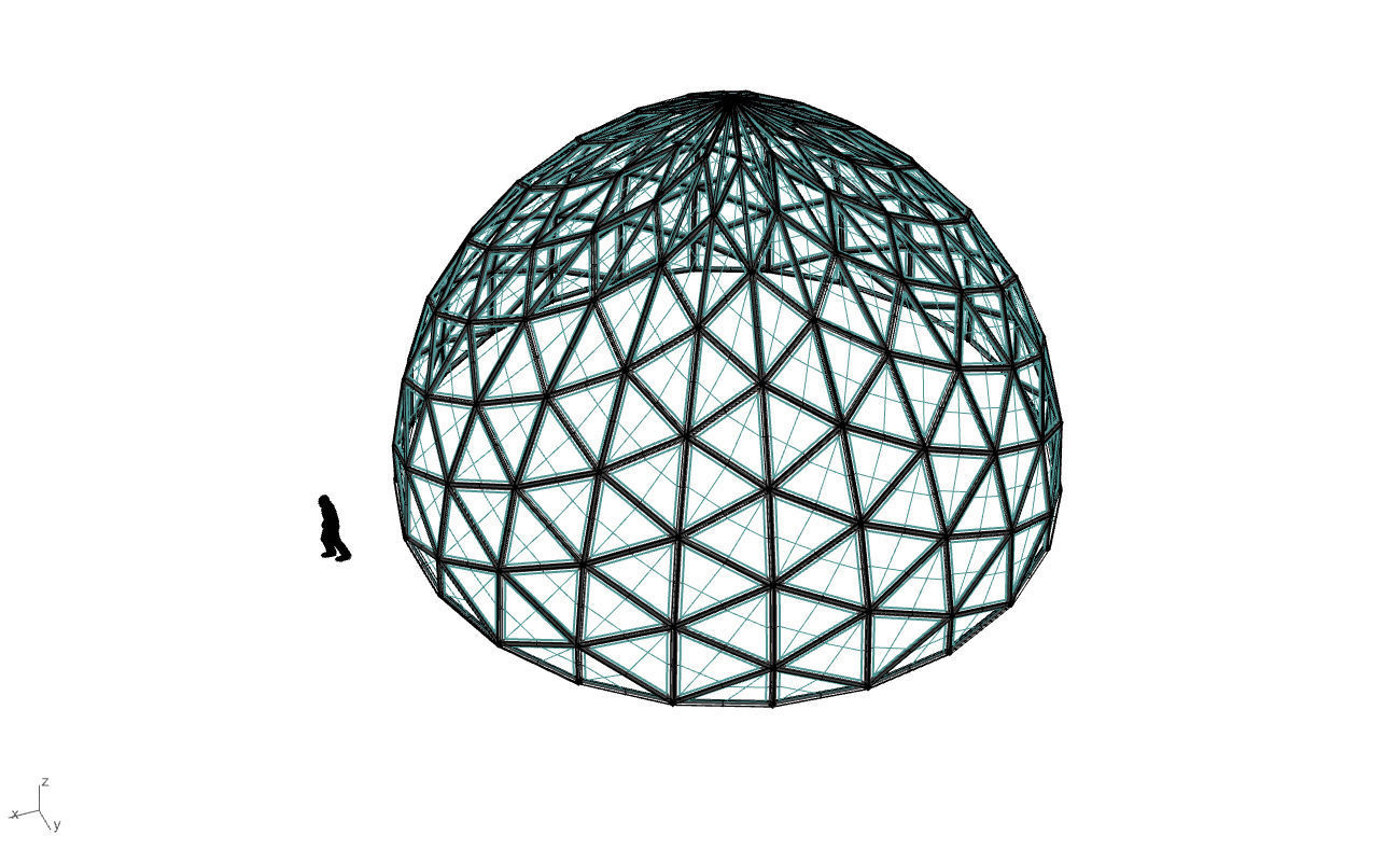 Triangulated Dome Pavilion wireframe structure Glass Panels V3 3D model_63
