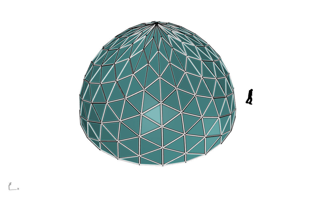 Triangulated Dome Pavilion wireframe structure Glass Panels V3 3D model_54