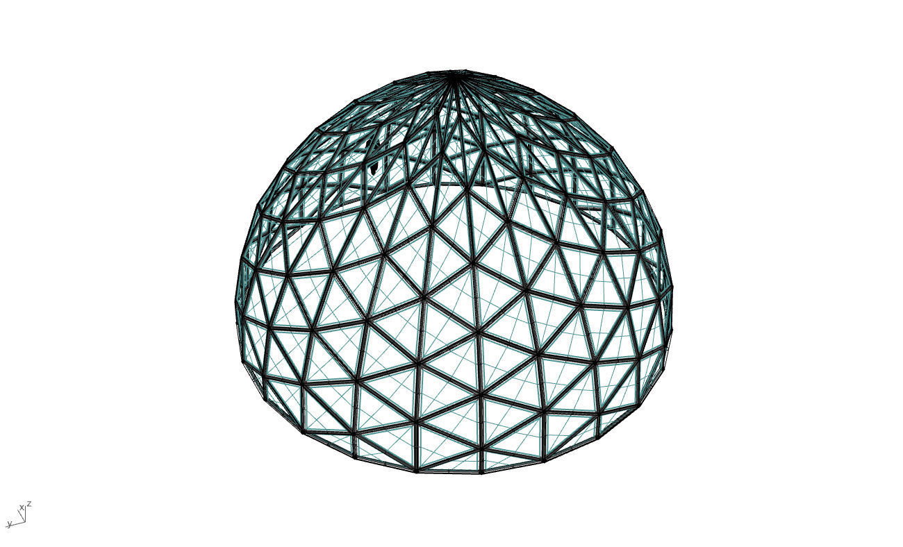 Triangulated Dome Pavilion wireframe structure Glass Panels V3 3D model_68
