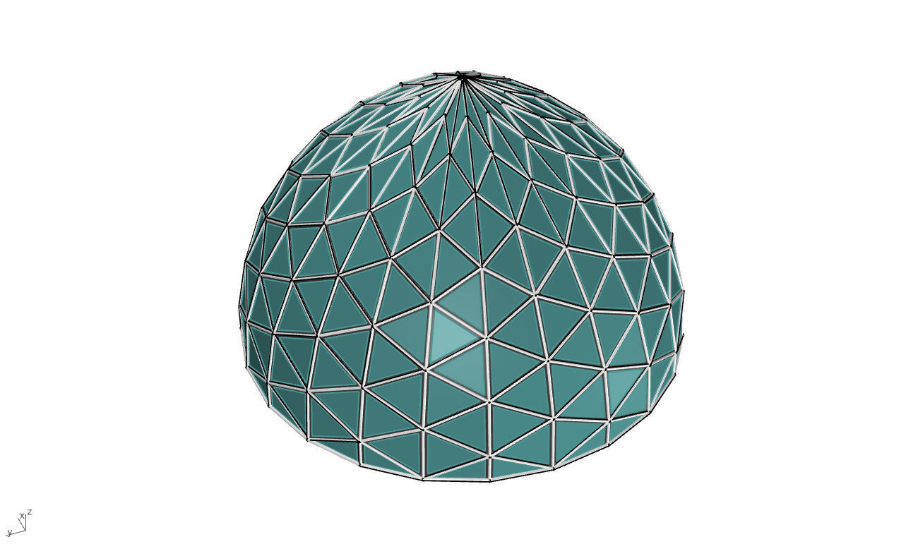 Triangulated Dome Pavilion wireframe structure Glass Panels V3 3D model_48