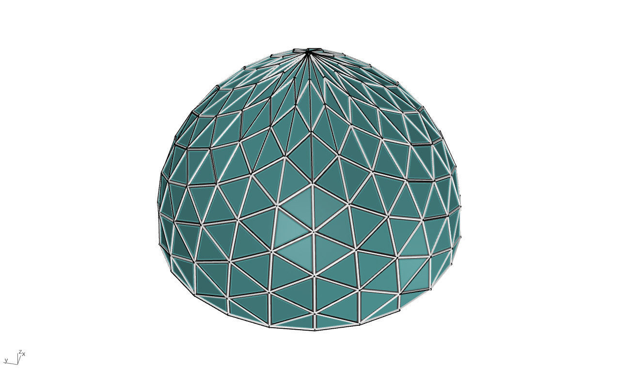 Triangulated Dome Pavilion wireframe structure Glass Panels V3 3D model_50