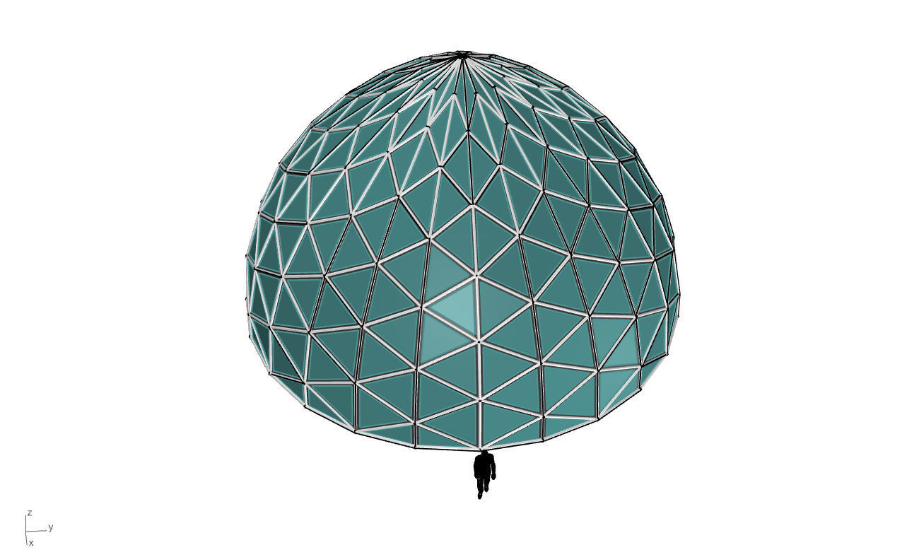 Triangulated Dome Pavilion wireframe structure Glass Panels V3 3D model_59