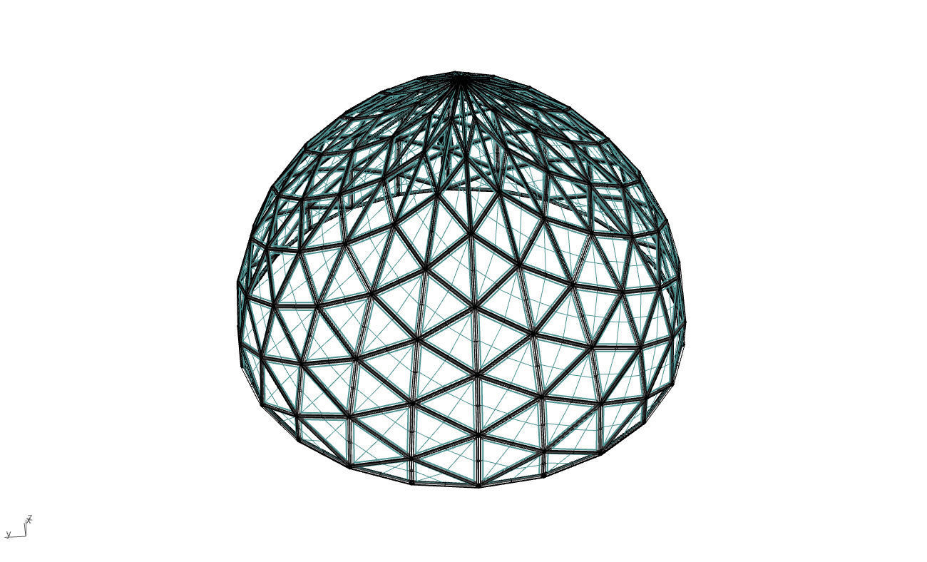 Triangulated Dome Pavilion wireframe structure Glass Panels V3 3D model_69