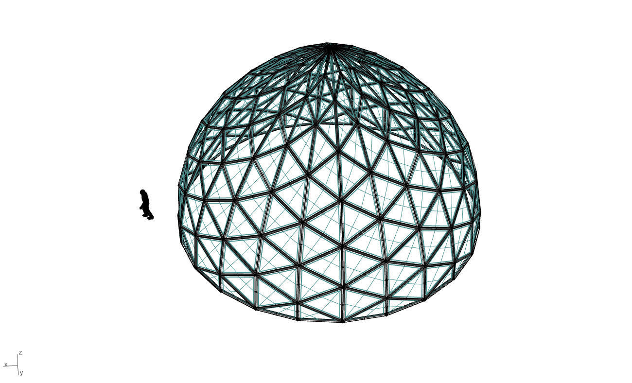 Triangulated Dome Pavilion wireframe structure Glass Panels V3 3D model_64