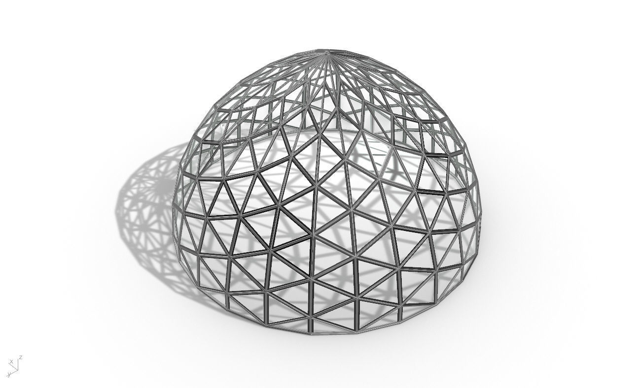 Triangulated Dome Pavilion wireframe structure Glass Panels V3 3D model_27