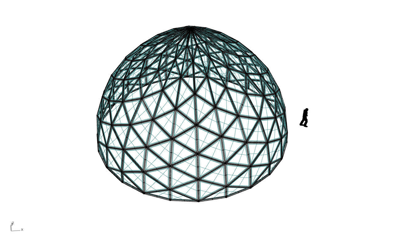 Triangulated Dome Pavilion wireframe structure Glass Panels V3 3D model_74
