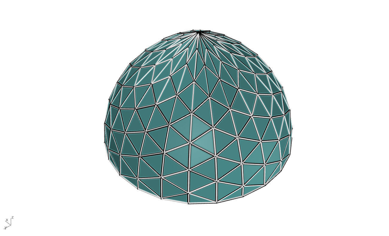 Triangulated Dome Pavilion wireframe structure Glass Panels V3 3D model_47
