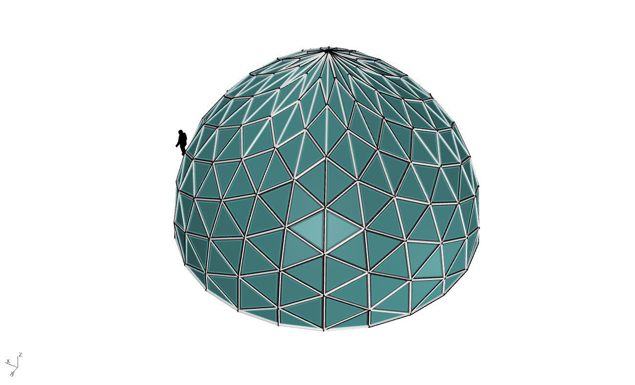 Triangulated Dome Pavilion wireframe structure Glass Panels V3 3D model_46