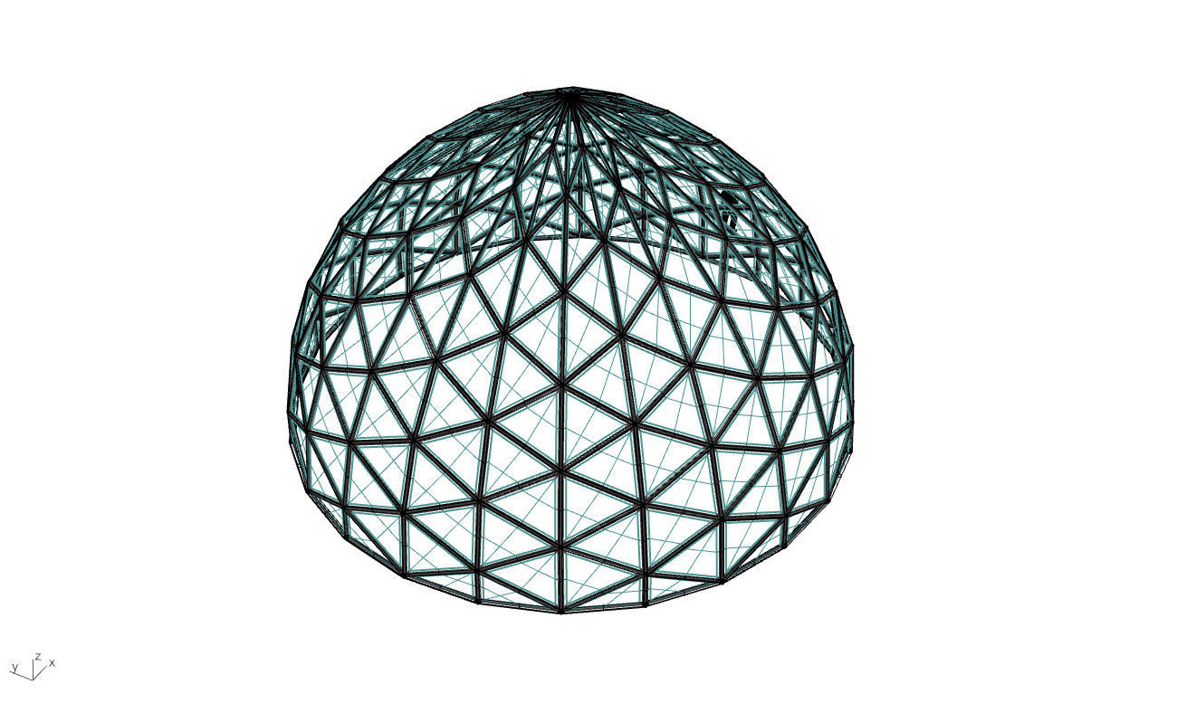 Triangulated Dome Pavilion wireframe structure Glass Panels V3 3D model_71