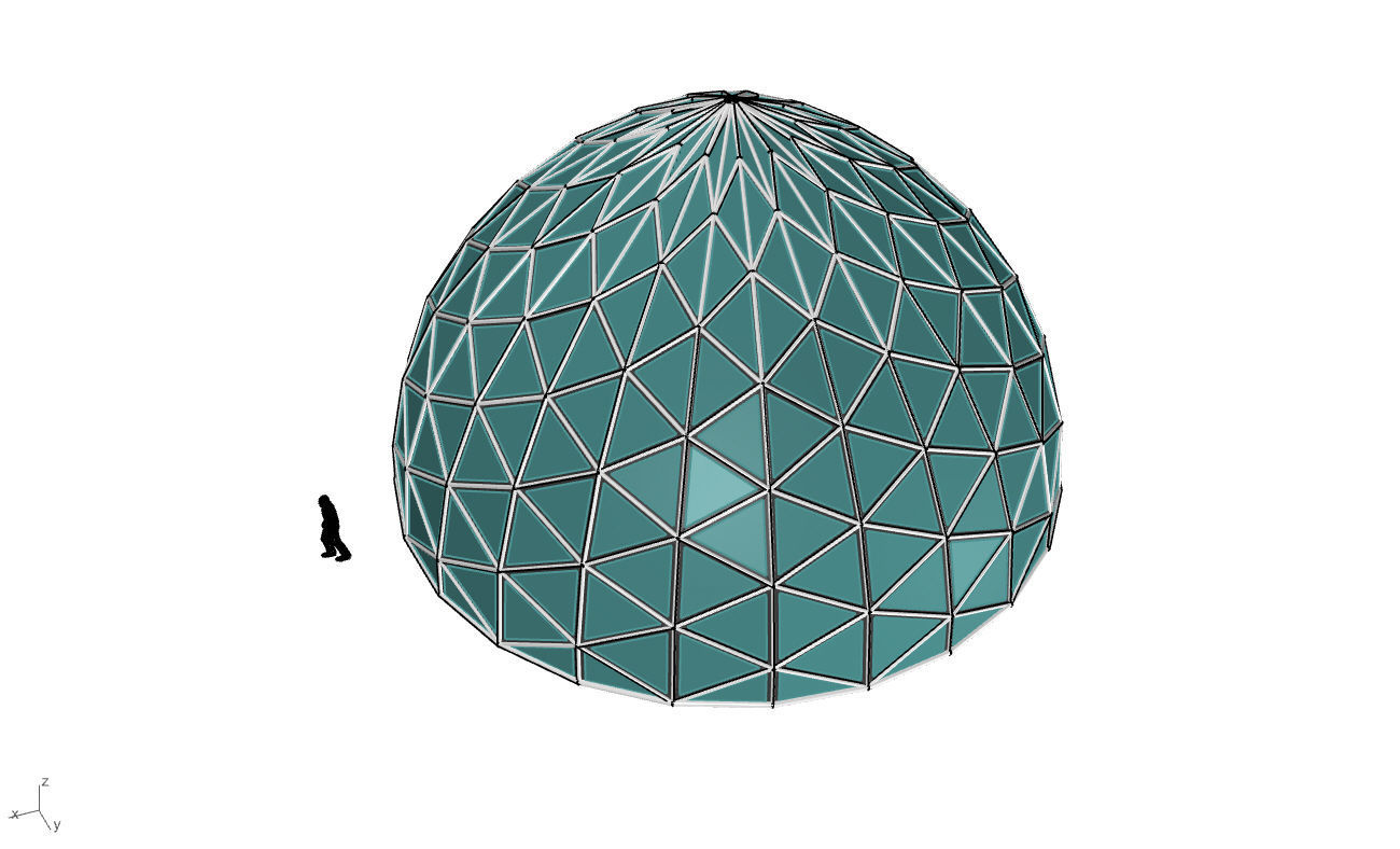 Triangulated Dome Pavilion wireframe structure Glass Panels V3 3D model_43