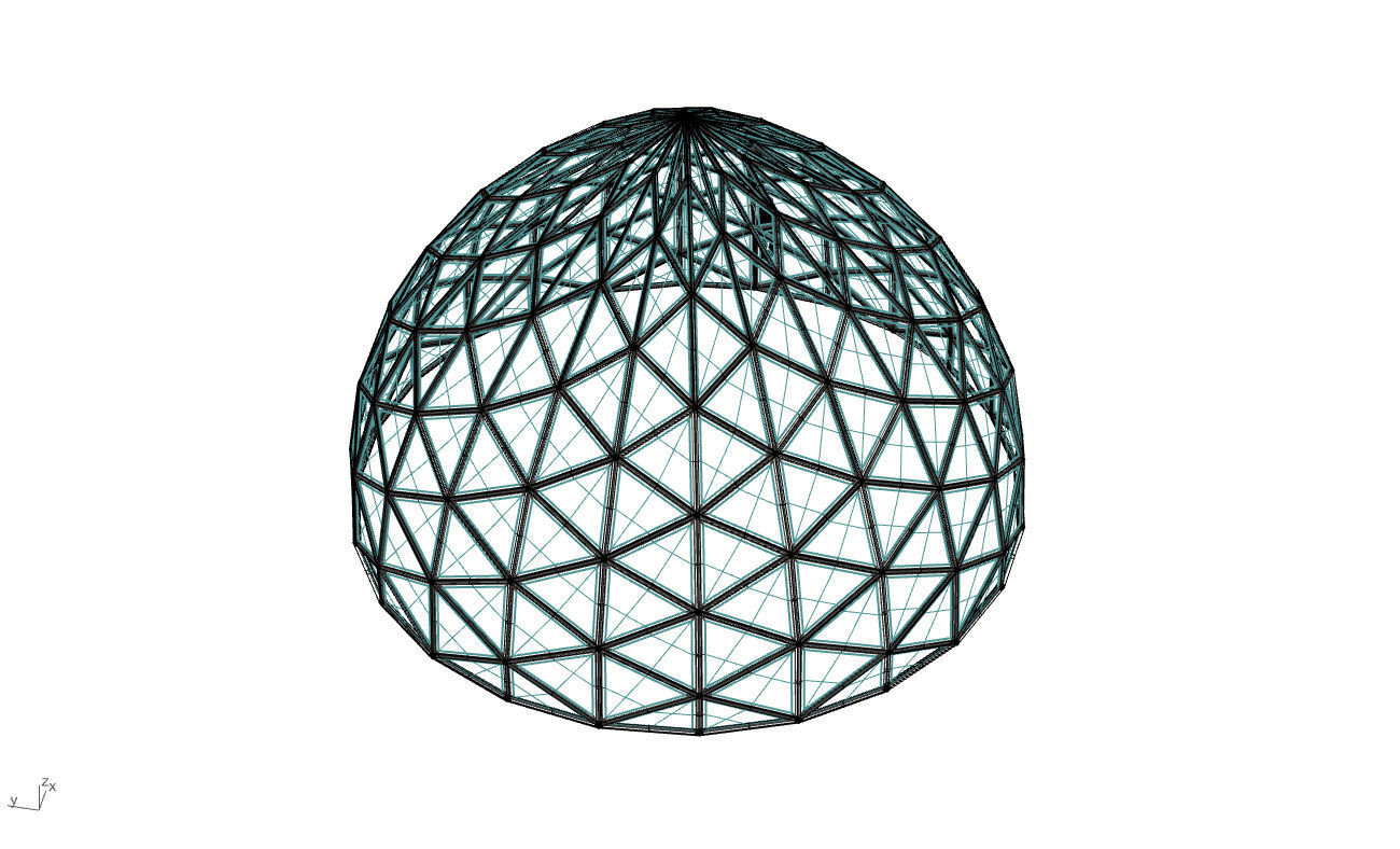 Triangulated Dome Pavilion wireframe structure Glass Panels V3 3D model_70
