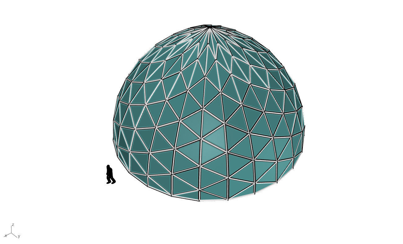 Triangulated Dome Pavilion wireframe structure Glass Panels V3 3D model_42
