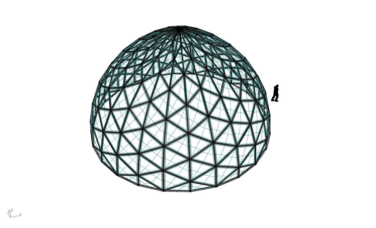 Triangulated Dome Pavilion wireframe structure Glass Panels V3 3D model_73