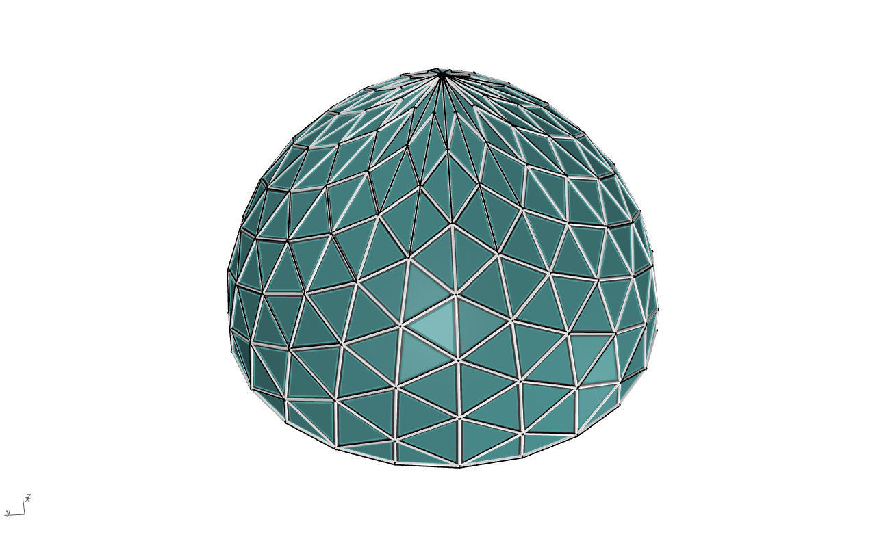 Triangulated Dome Pavilion wireframe structure Glass Panels V3 3D model_49