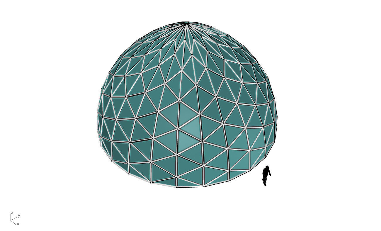 Triangulated Dome Pavilion wireframe structure Glass Panels V3 3D model_57