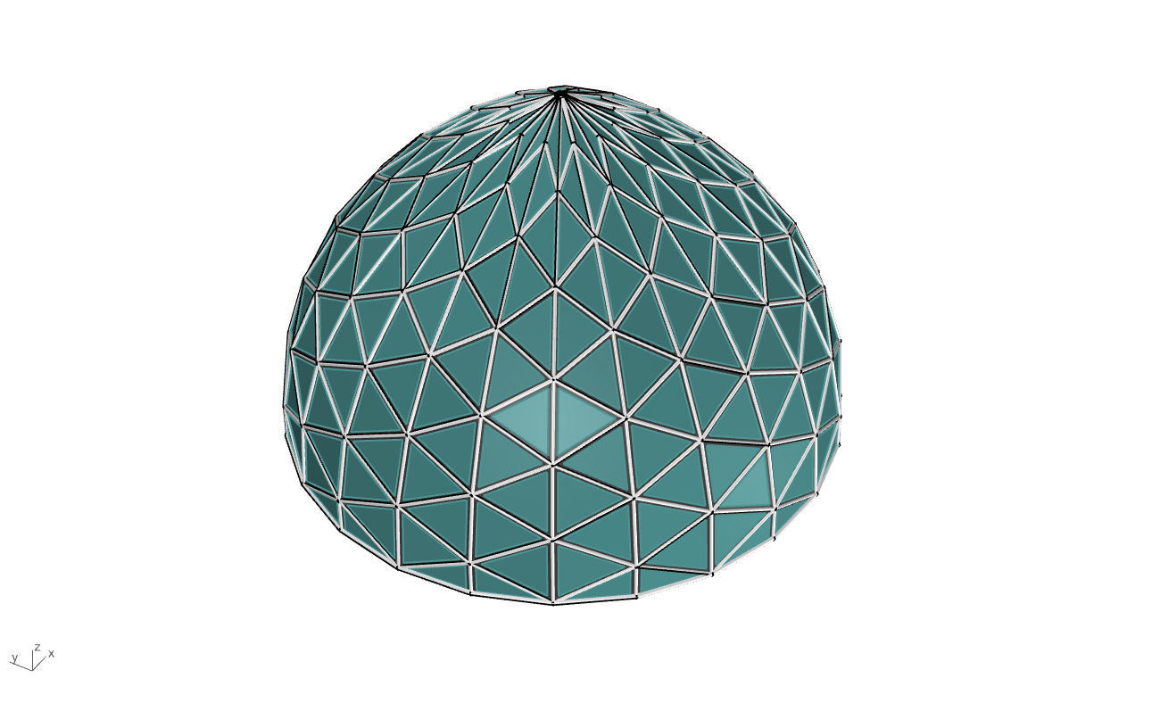 Triangulated Dome Pavilion wireframe structure Glass Panels V3 3D model_51
