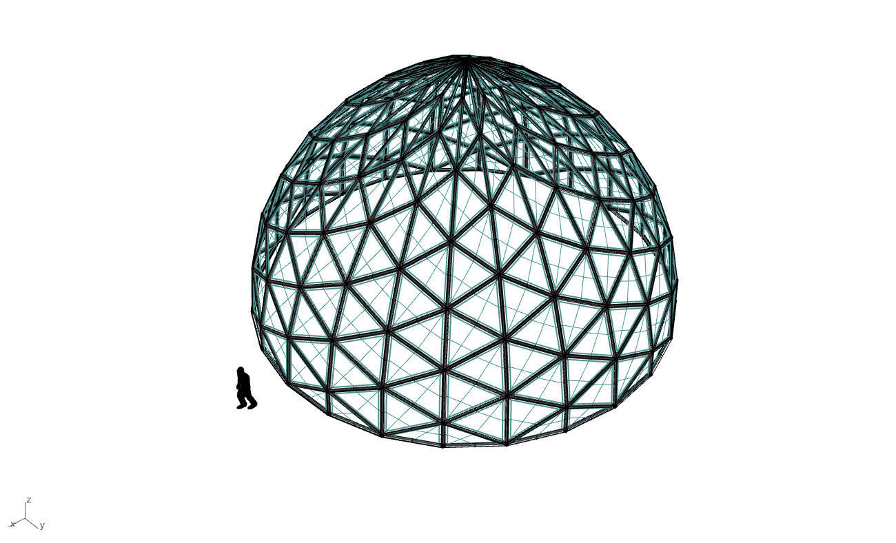 Triangulated Dome Pavilion wireframe structure Glass Panels V3 3D model_62
