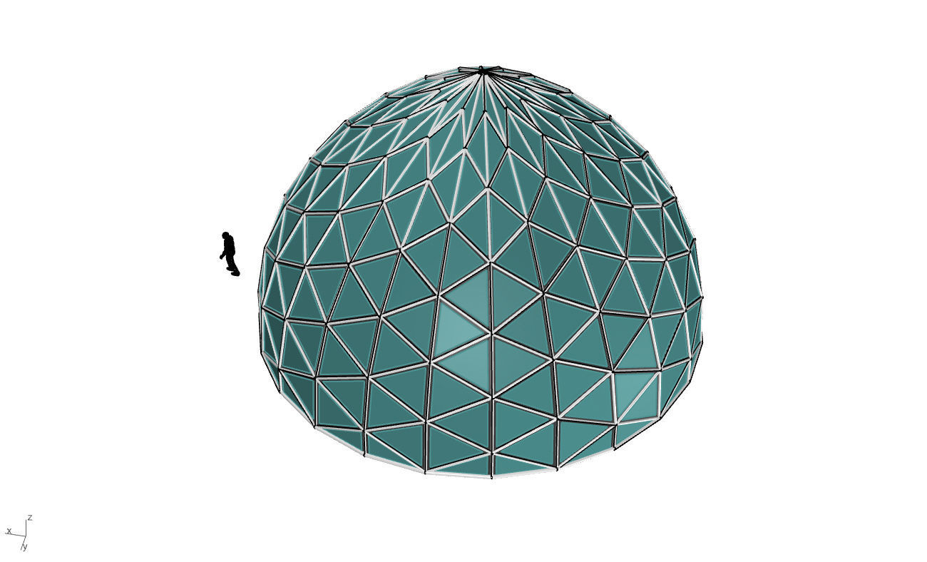 Triangulated Dome Pavilion wireframe structure Glass Panels V3 3D model_45