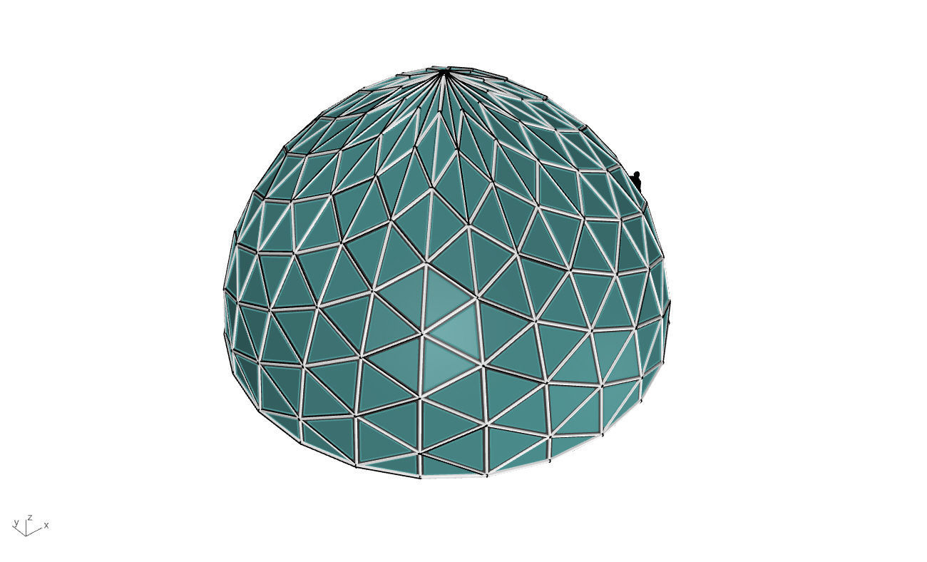 Triangulated Dome Pavilion wireframe structure Glass Panels V3 3D model_52