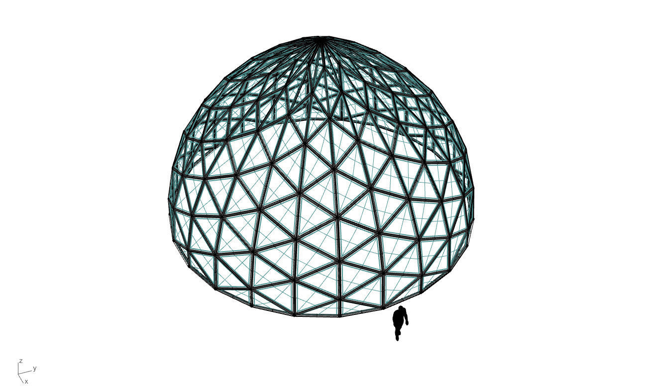 Triangulated Dome Pavilion wireframe structure Glass Panels V3 3D model_78