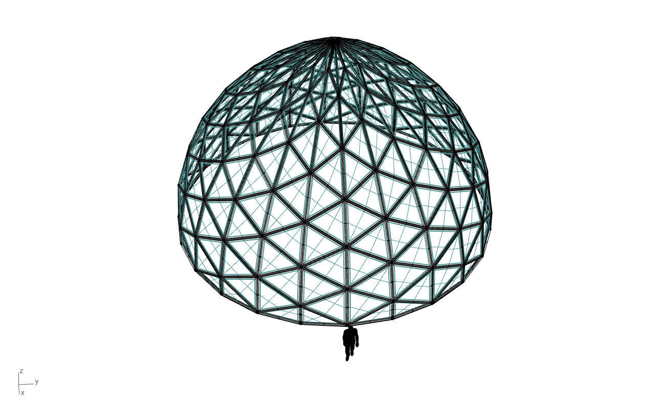 Triangulated Dome Pavilion wireframe structure Glass Panels V3 3D model_79