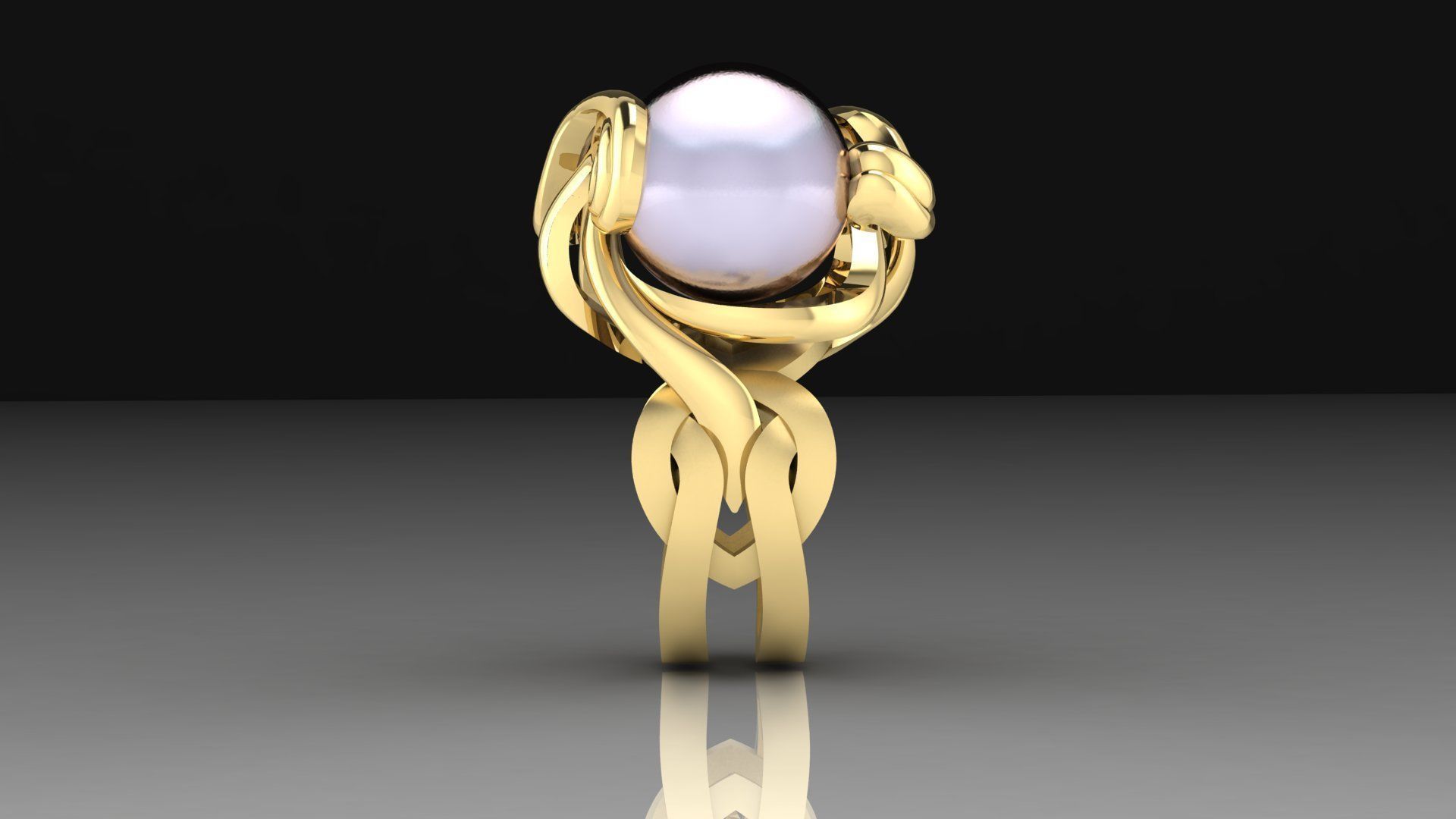 Ring with couple Pearl 3D print model_7
