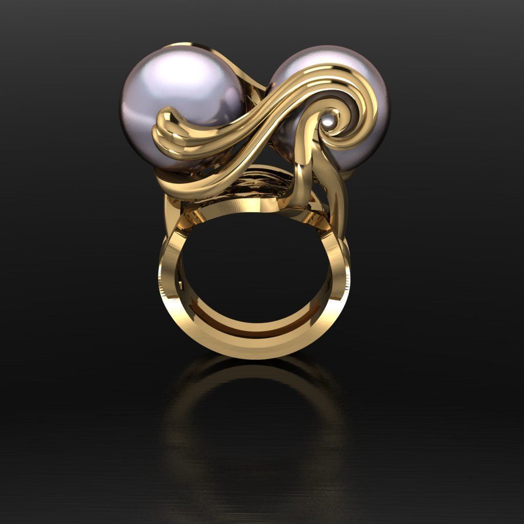 Ring with couple Pearl 3D print model_6