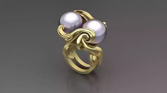 Ring with couple Pearl