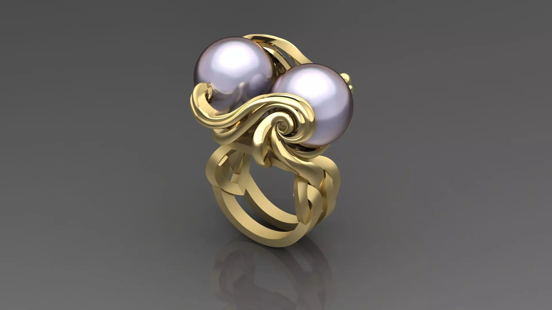 Ring with couple Pearl 3D print model_0