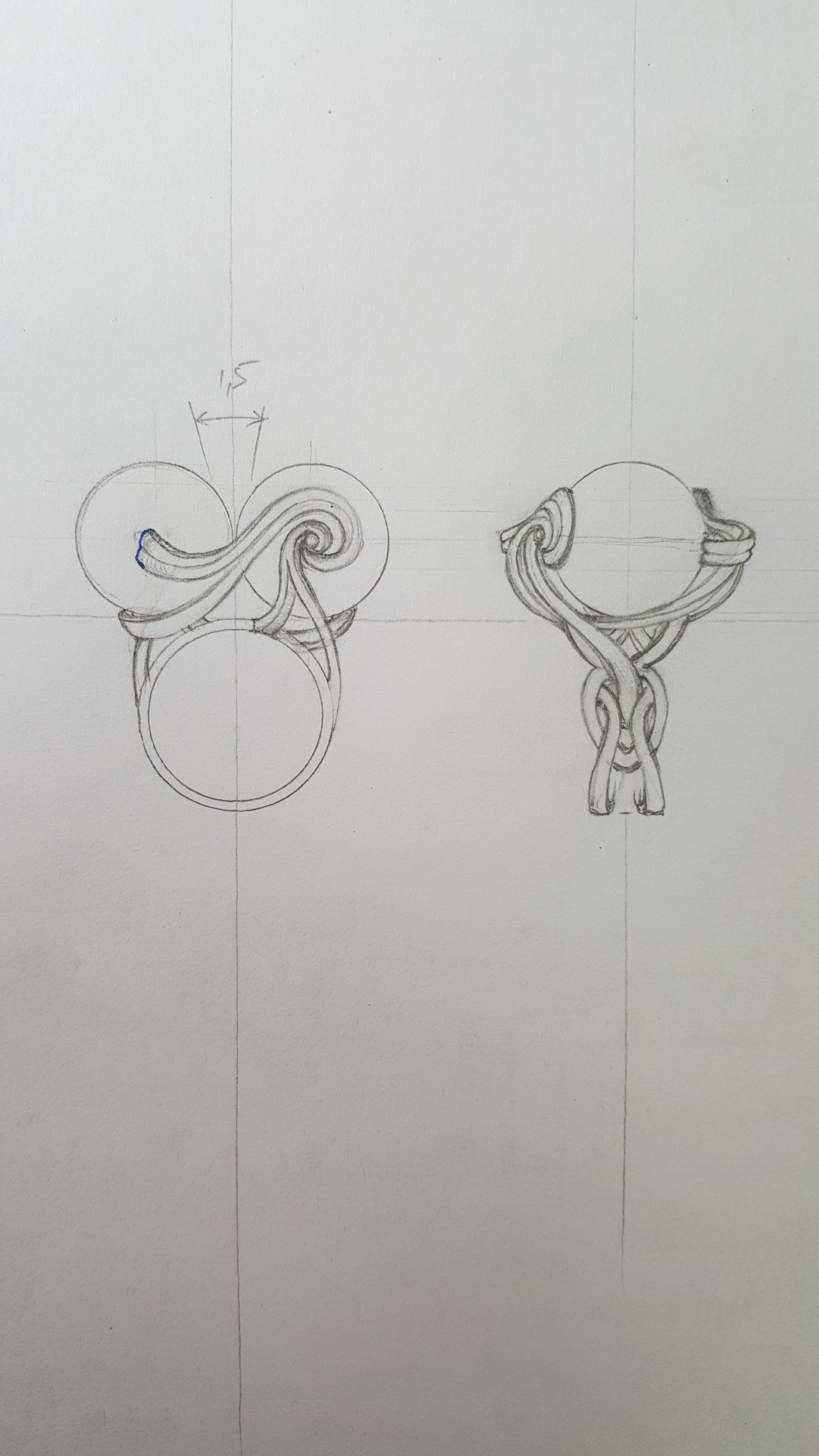 Ring with couple Pearl 3D print model_5