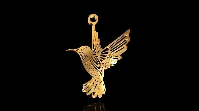 Colibri gold hummingbird hanging from chain 3D print model