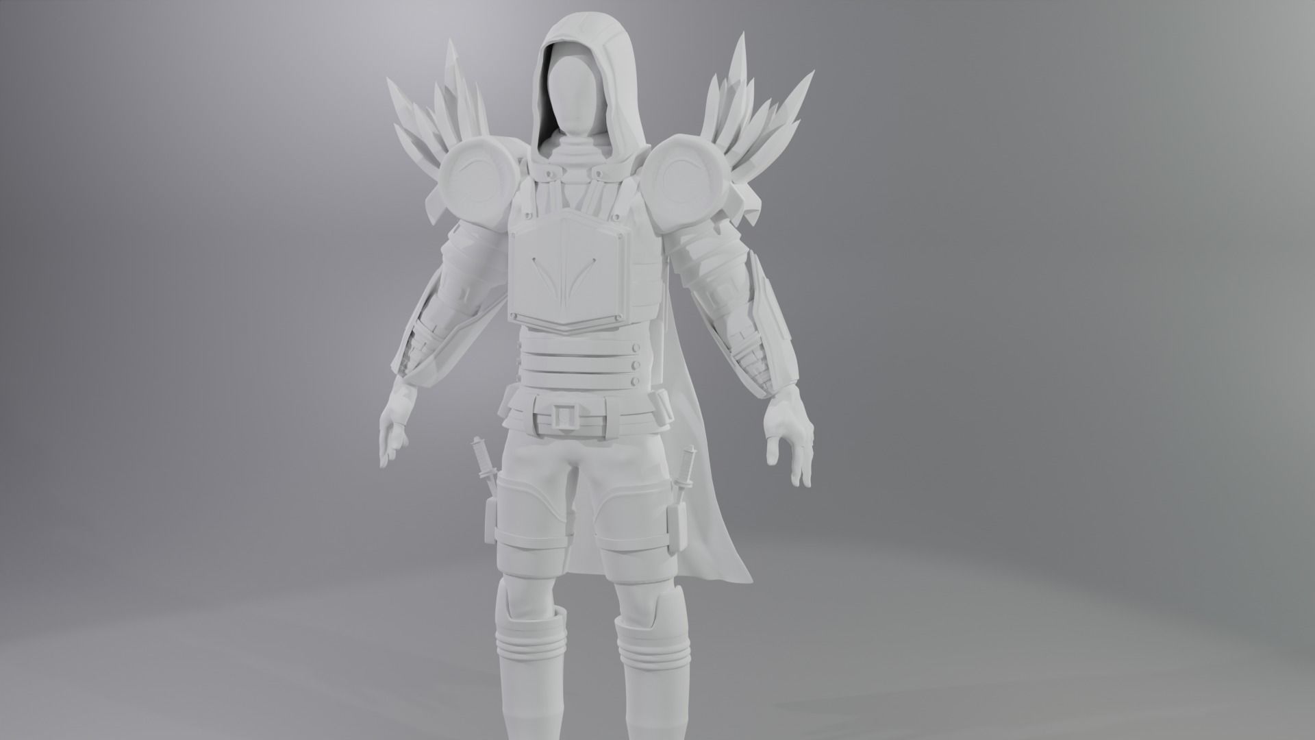 Character game assasin warrior Low-poly 3D model_4