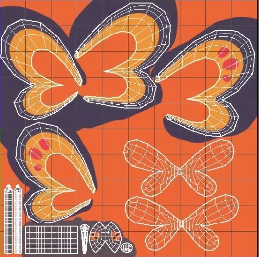 Cartoon butterfly 3D model_3