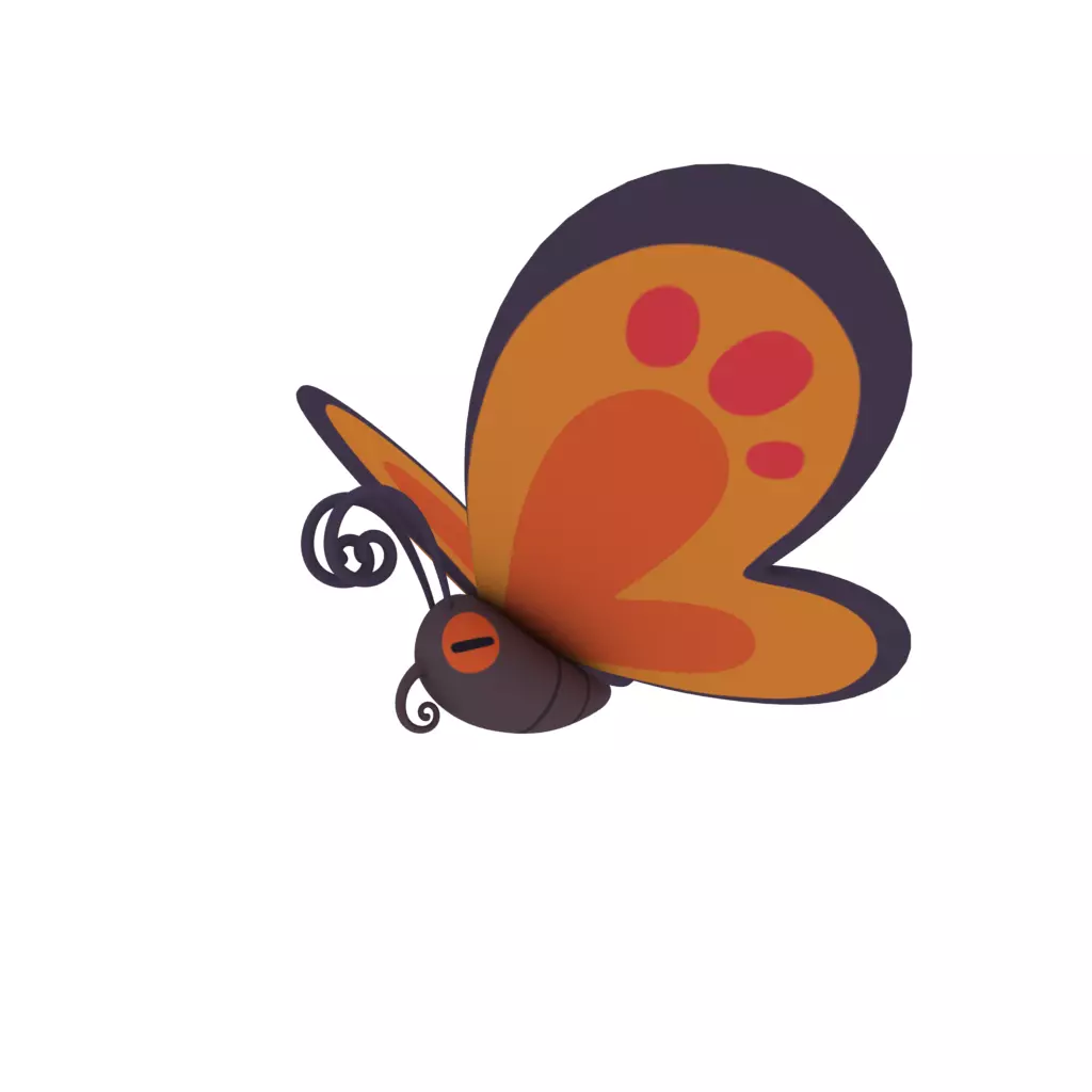 Cartoon butterfly 3D model_0