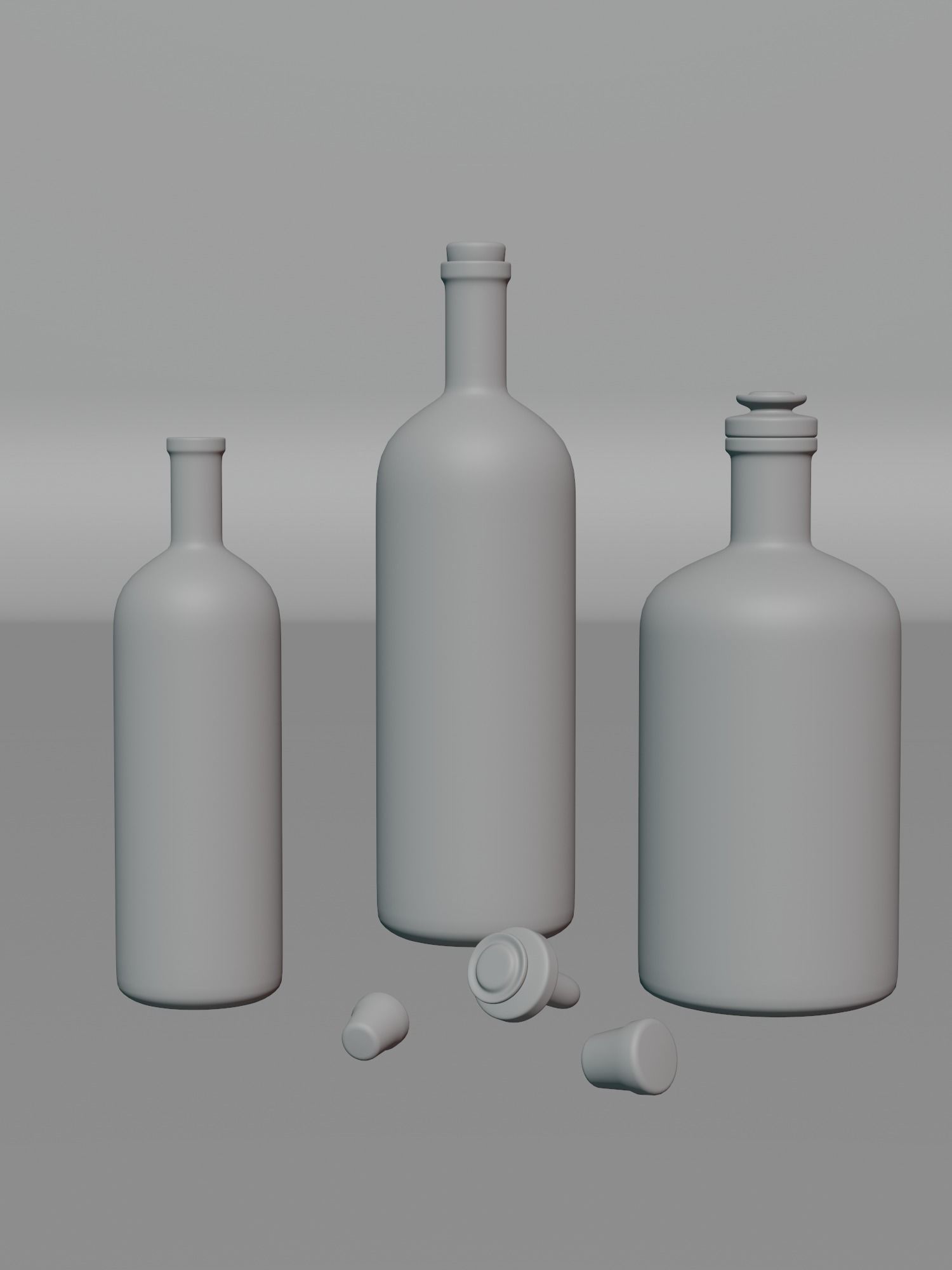 Wine Bottle and Whisky Bottle 3D model_3