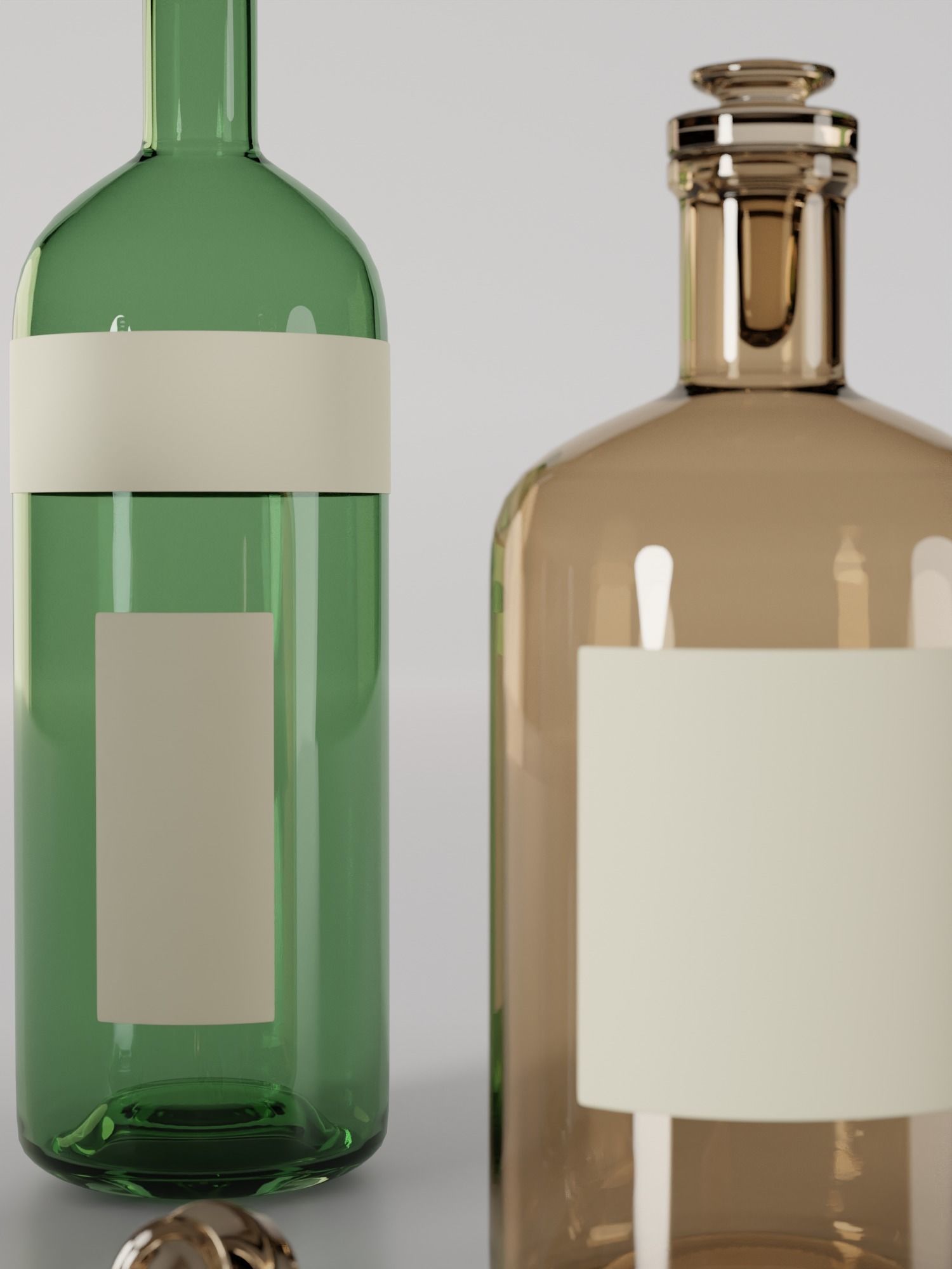 Wine Bottle and Whisky Bottle 3D model_1