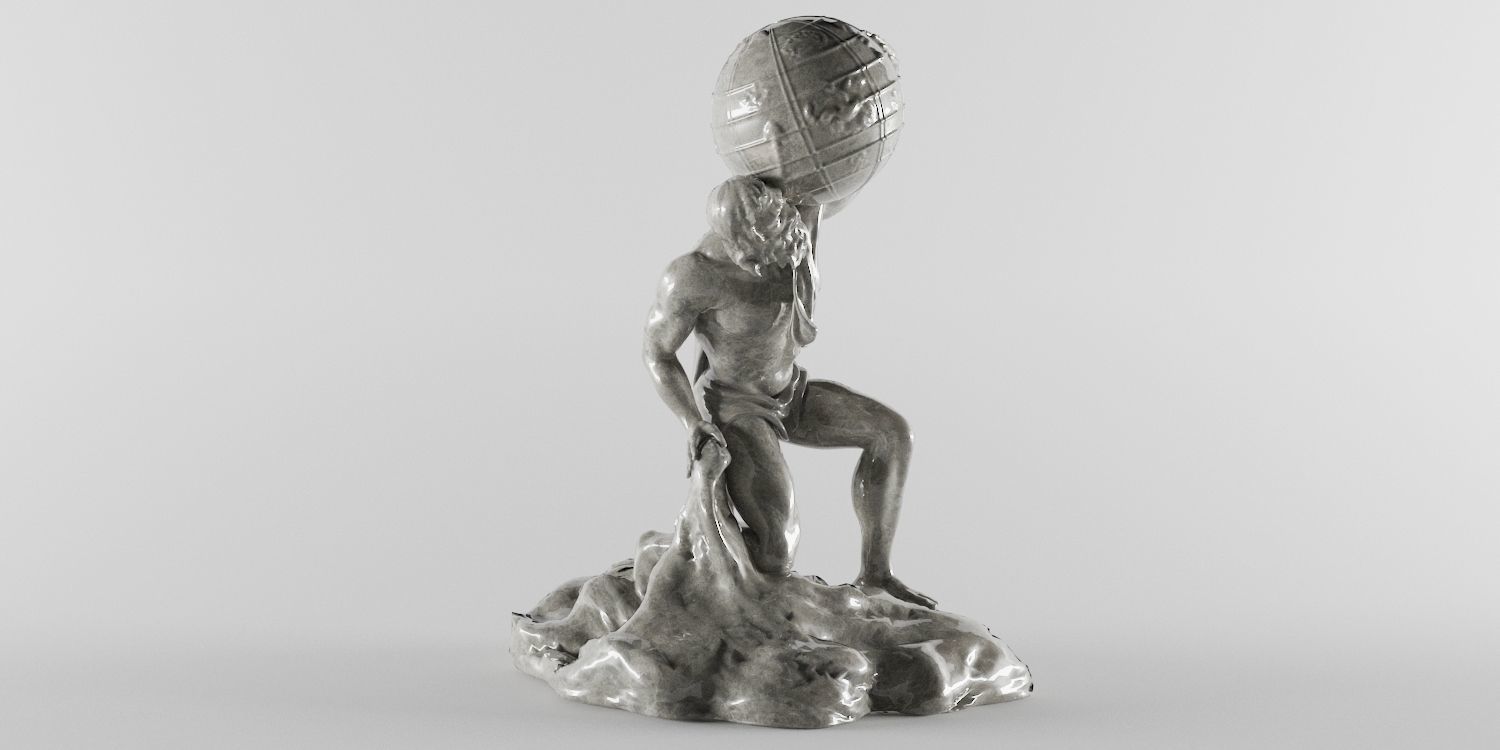 Atlant Atlas Titan Statue Low-poly 3D model_1