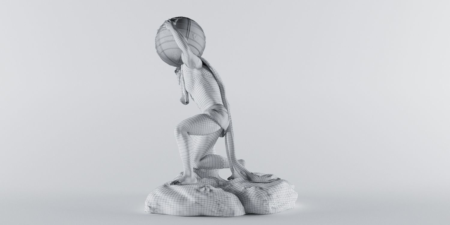 Atlant Atlas Titan Statue Low-poly 3D model_4