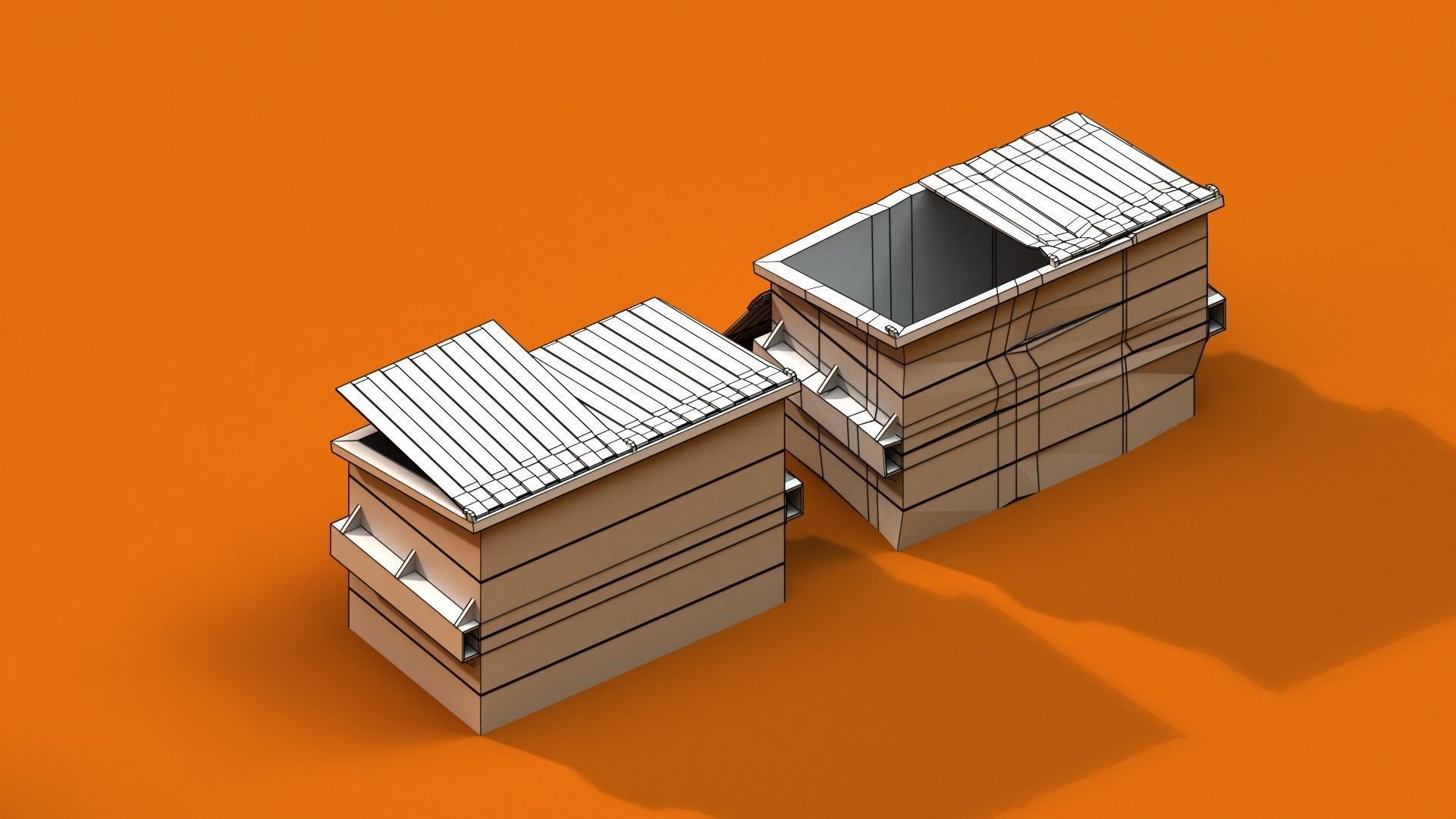 Post Apocalyptic Garbage Bin and Can Low-poly 3D model_8