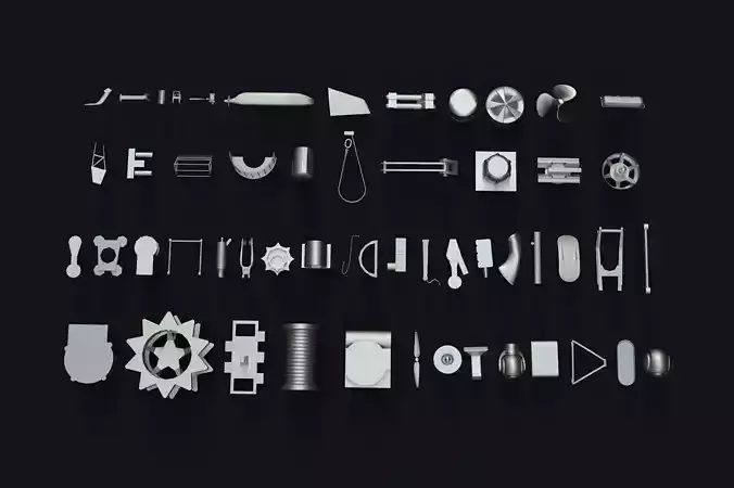 Kitbash metal tools arranged