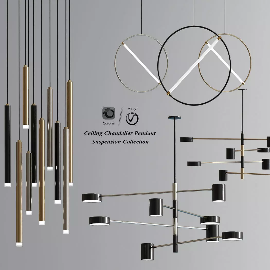 Ceiling Chandelier Pendant Suspension Collection 3D model_0