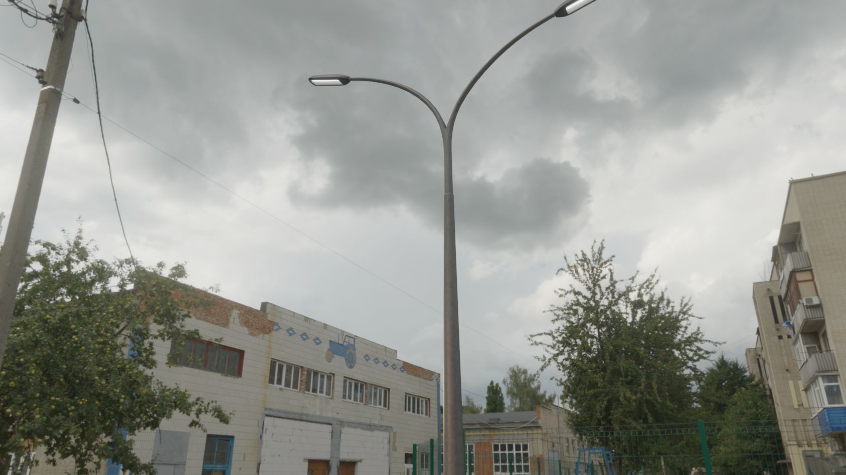 Street Light 11 version 16 10m with pole 4 Low-poly 3D model_56