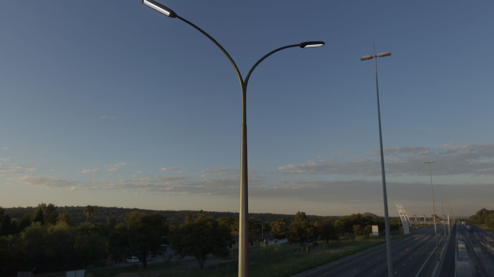 Street Light 11 version 16 10m with pole 4 Low-poly 3D model_85